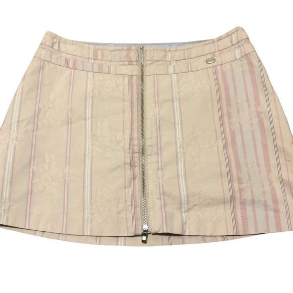 Ted Baker London Front Zip Neutral Tones Mini Skirt Small US Size 4/6